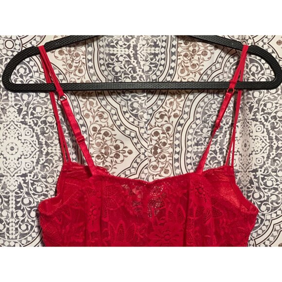 Red Lace Floral Bustier Camisole Top Lingerie - Picture 3 of 8